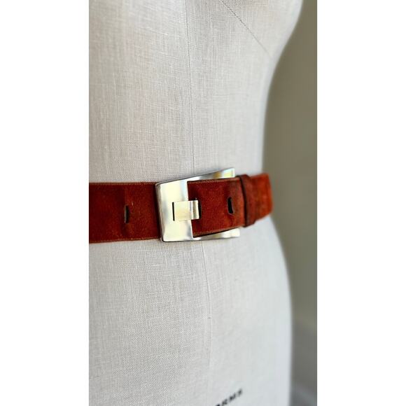 Vintage 1970s Belt 70s Suede Hippie Two Tone Red Yellow Boho Belt